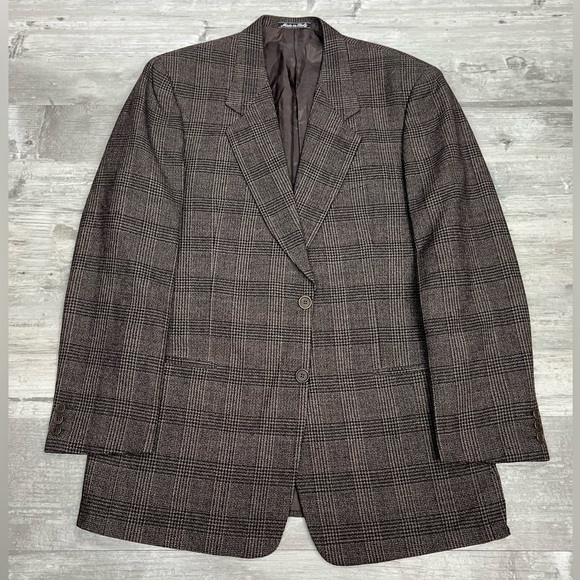Giorgio Armani Brown & Black Plaid Sport Coat 42L